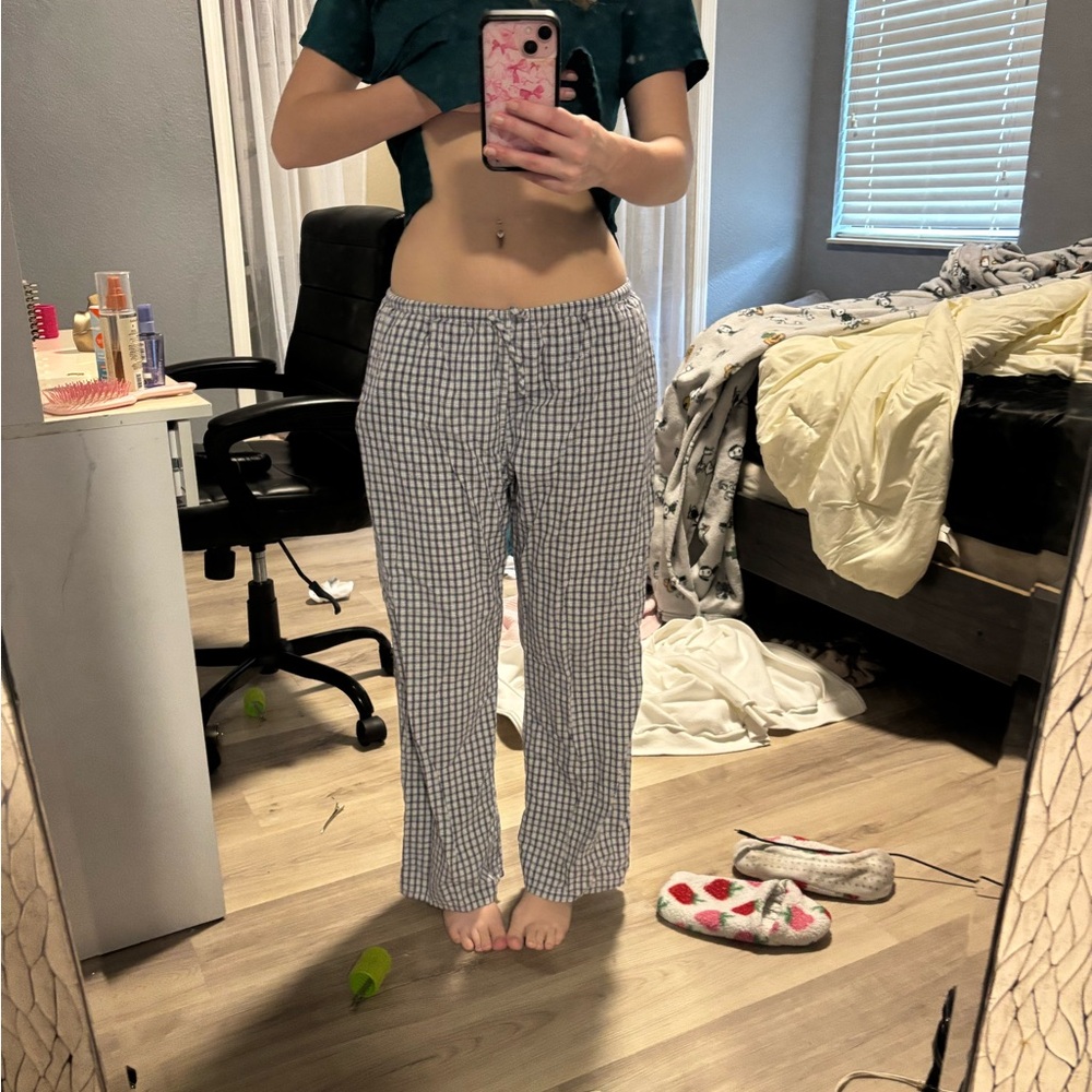 Brandy Melville Navy Checkered Pants